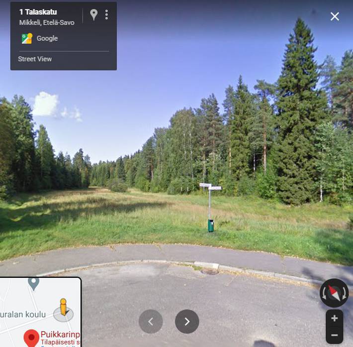 Googlen karttanäkymä Talaskadun ja Nuottakadun risteyksessä